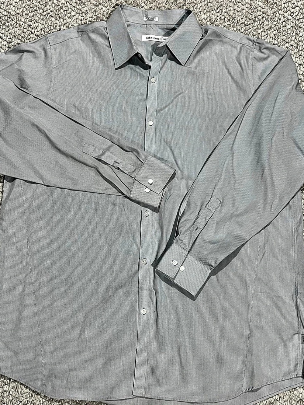 Calvin Klein Men’s Gray Long Sleeve Button Down Dress Shirt Size 2XLT